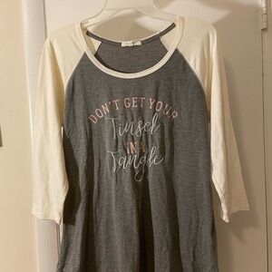 Maurices Charcoal and Ivory Graphic Long Sleeve Tee